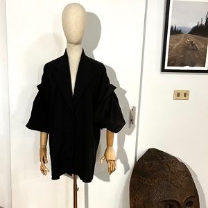 haider ackermann black linen multi sleeve jacket